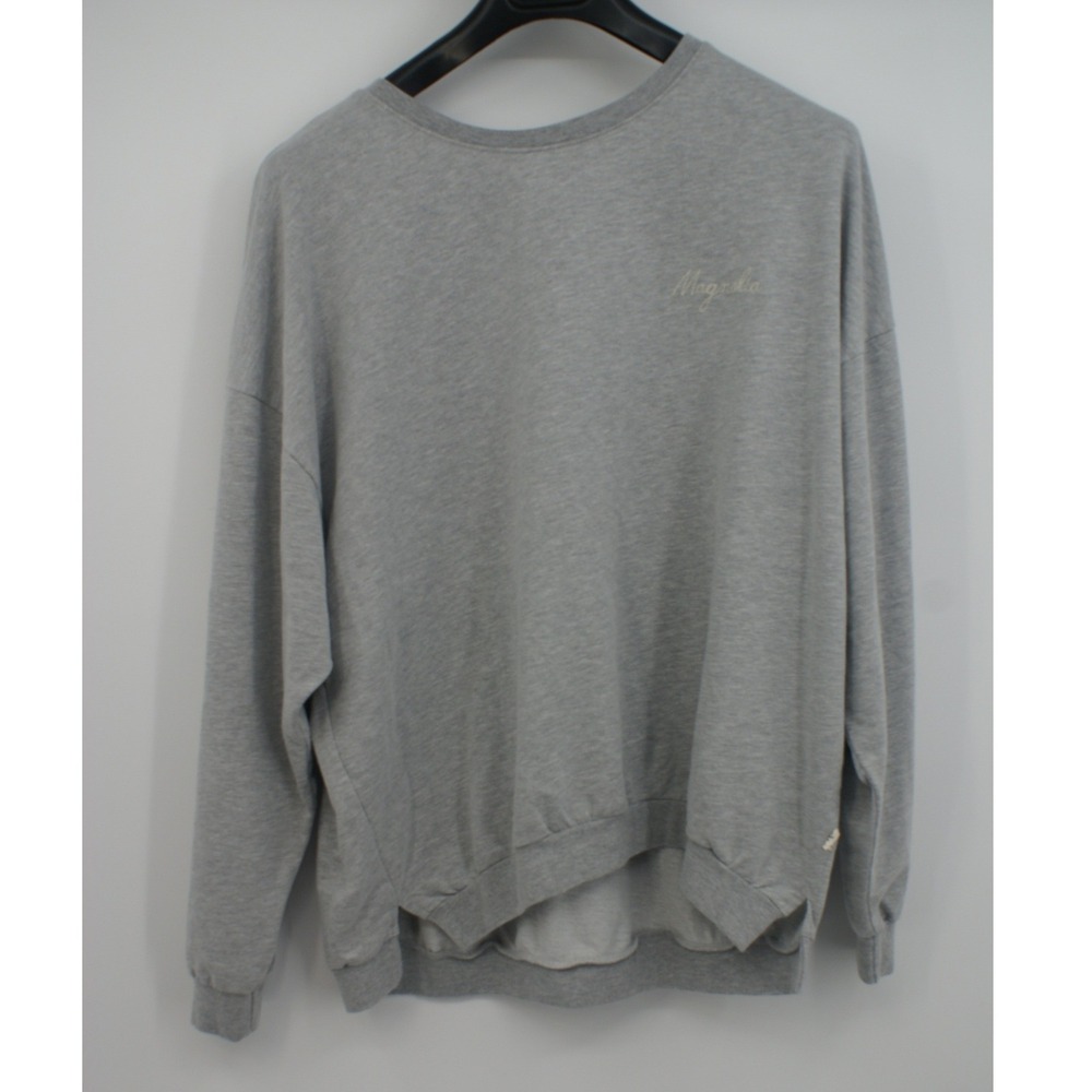 Magnolia Script Heather Grey Sweatshirt Womens Large Made in USA NWT Pullover
